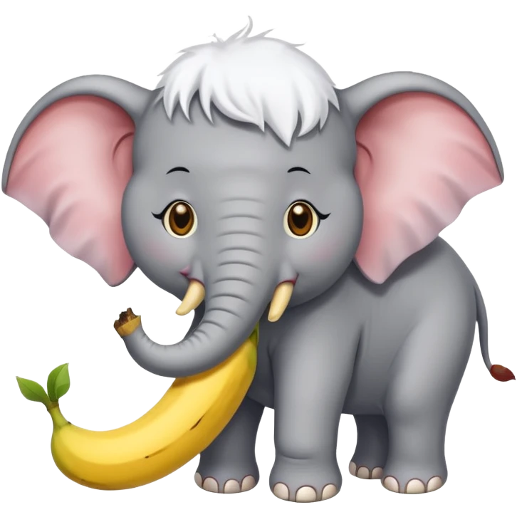 Cat eating elephant and banana in head of elephant  emoji