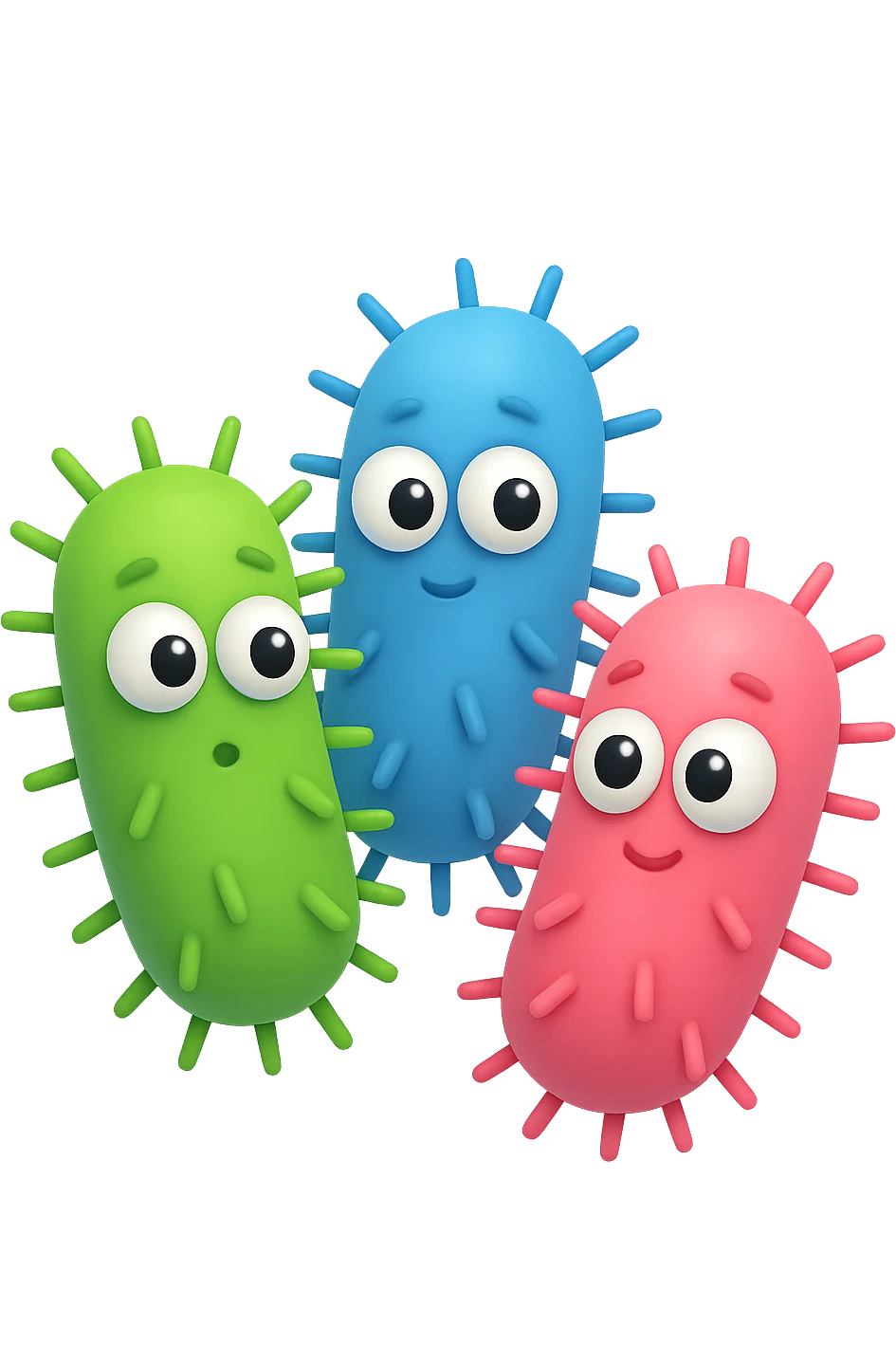 emoji con tre batteri intestinali con occhi 3d emoji