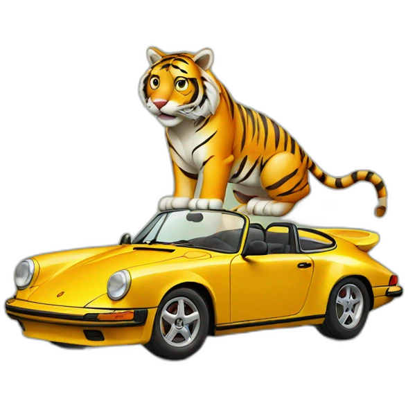 Tiger in a porsche emoji