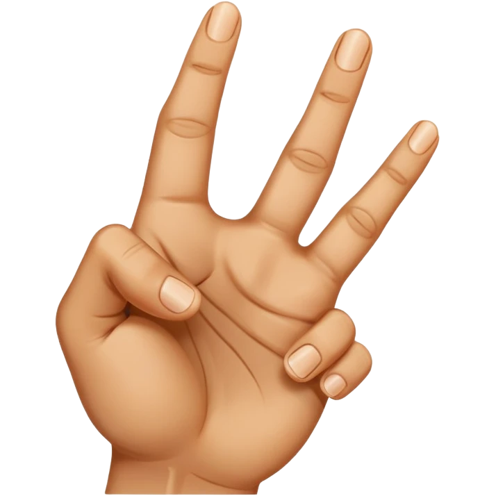 A hand with three fingers up index finger and middle finger and thumb  emoji
