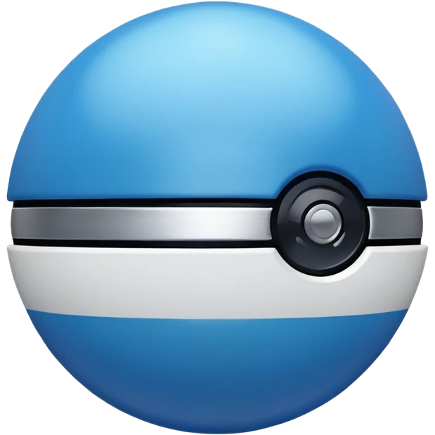 blue pokeball emoji, top half is a more saturated blue, bottom half is white, black stripe, with a metallic sheen emoji
