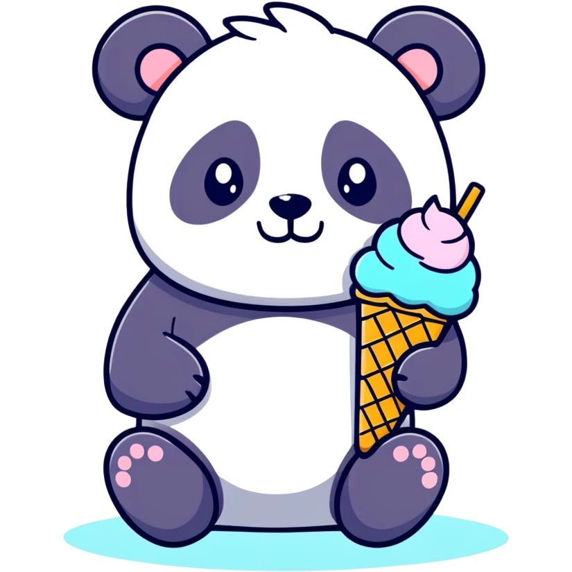 Panda eating ice cream emoji