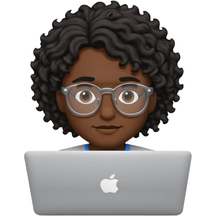 guy with wavy kinda curly black hair and skin cream and glasses, with a macbook emoji