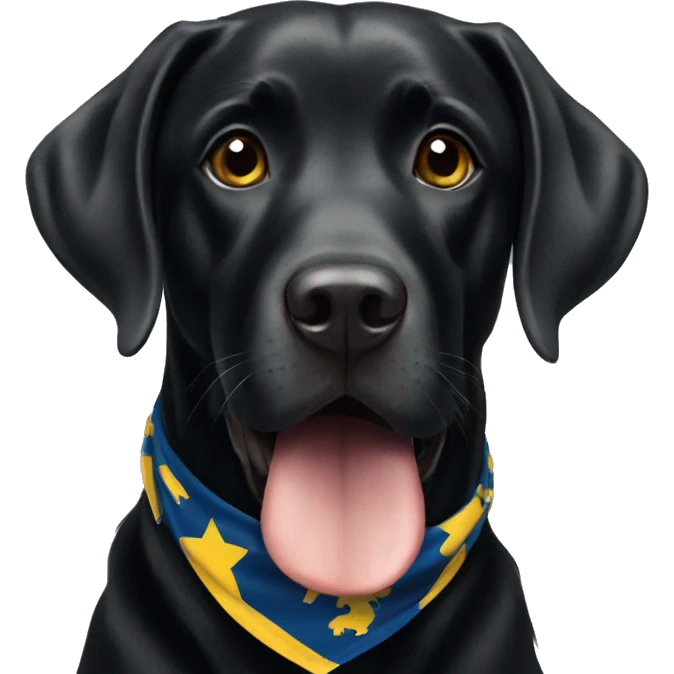 Black Labrador wearing Michigan color bandana emoji