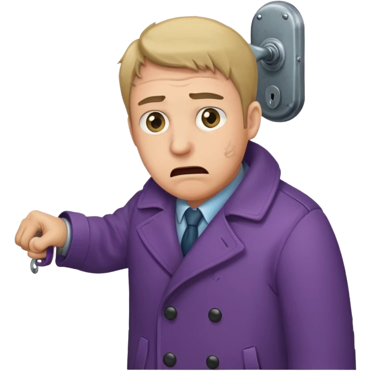 человек зацепился локтем кофты о дверную ручку emoji