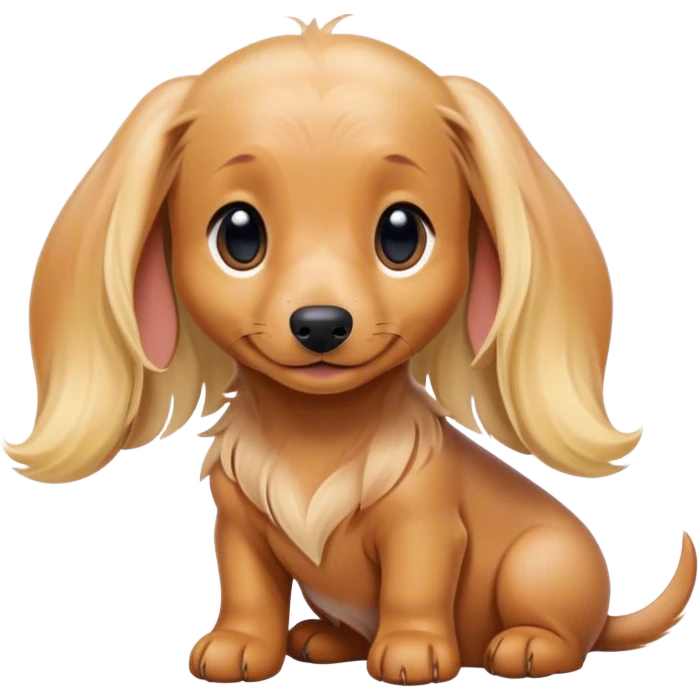 kawaii disney blonde long-haired daschund puppy sitting happily emoji