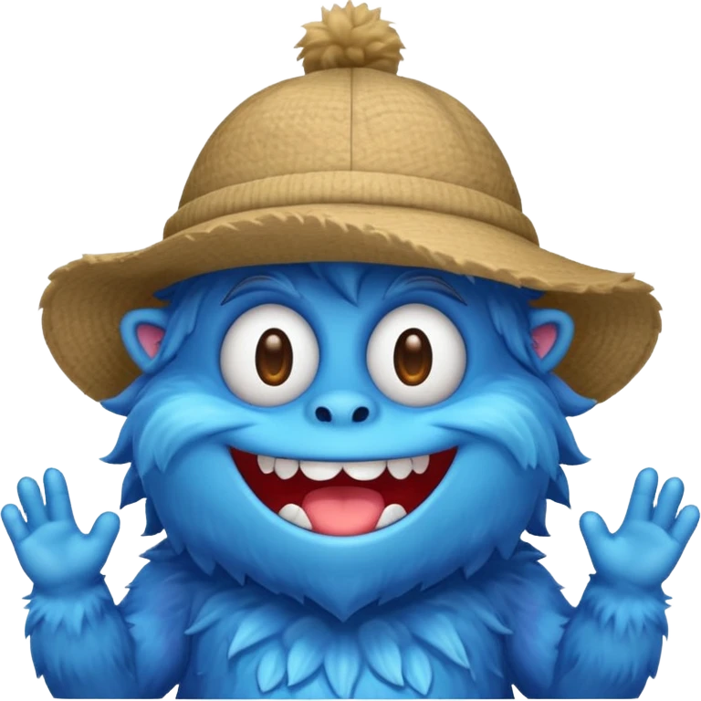 blue monster with hat and shirt emoji