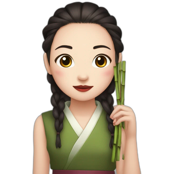 Petite Nezuko avec un bambou dans sa bouche emoji