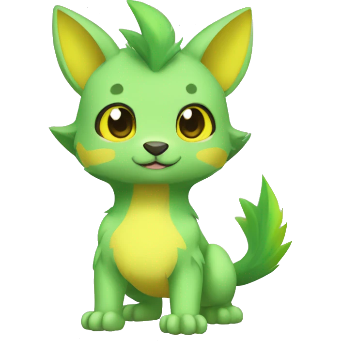 Cute cool green yellow animal hybrid Fakemon full body emoji