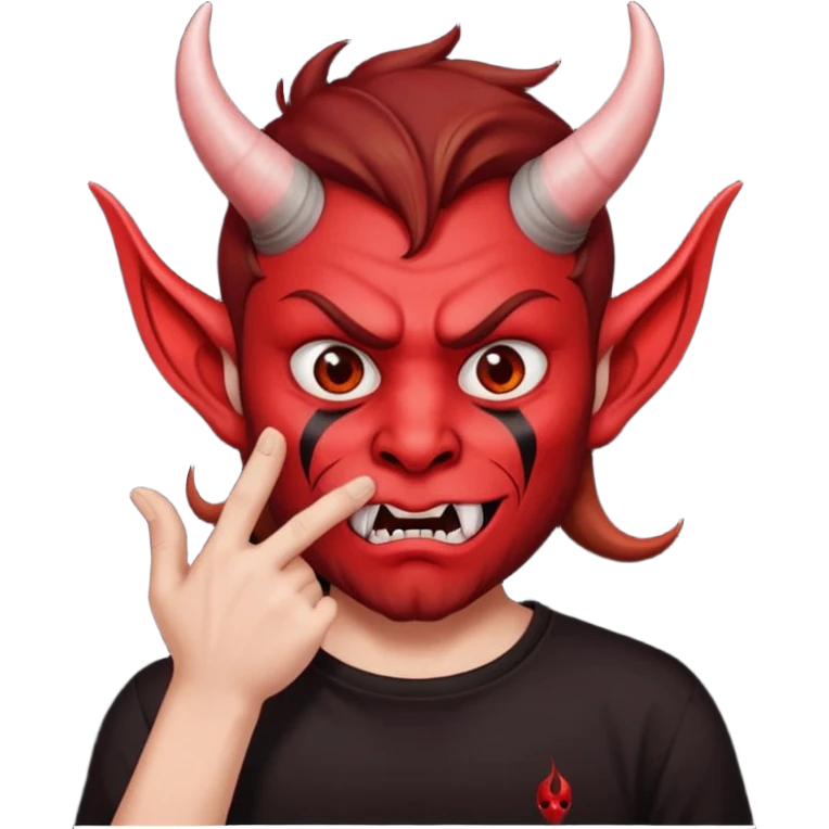 Creppy devil and shushing someone  emoji