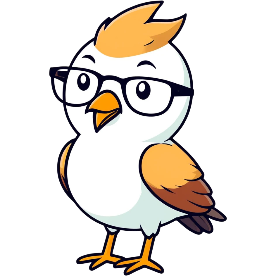 Feather of a Bird with glasses. emoji