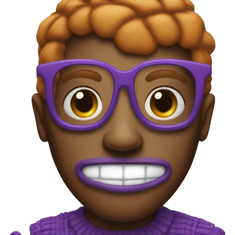 create a emoji ginger bread with purple and black sfumated glasses and nose piercings  emoji