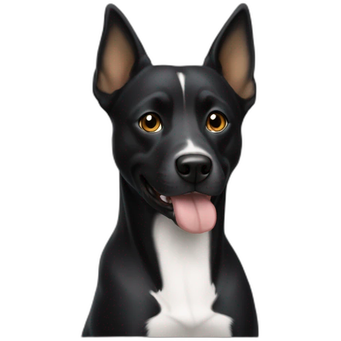 Un chien noir race bâtards  emoji
