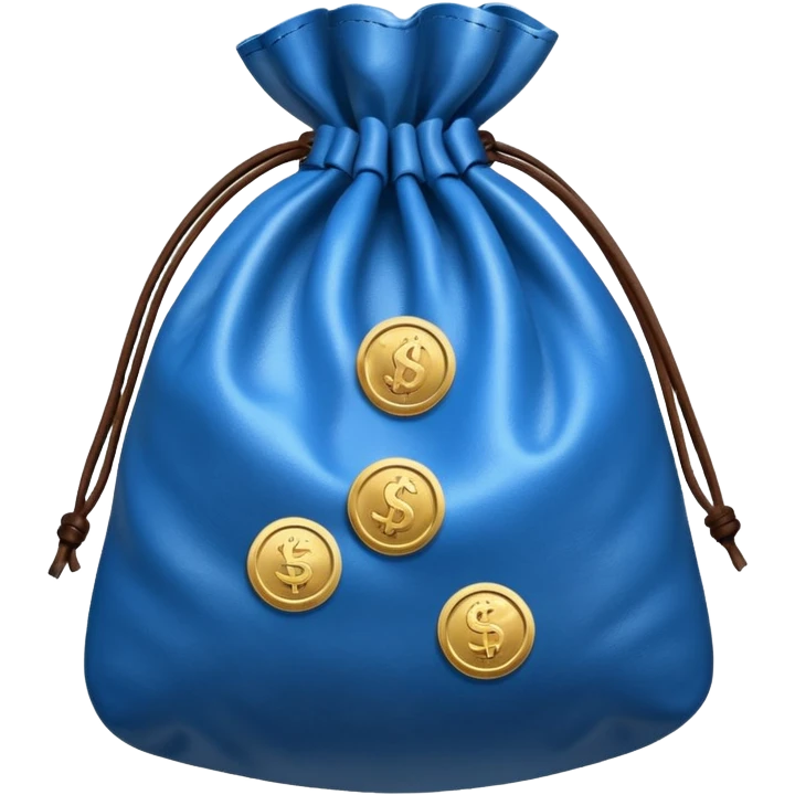blue coins inside a money bag  emoji