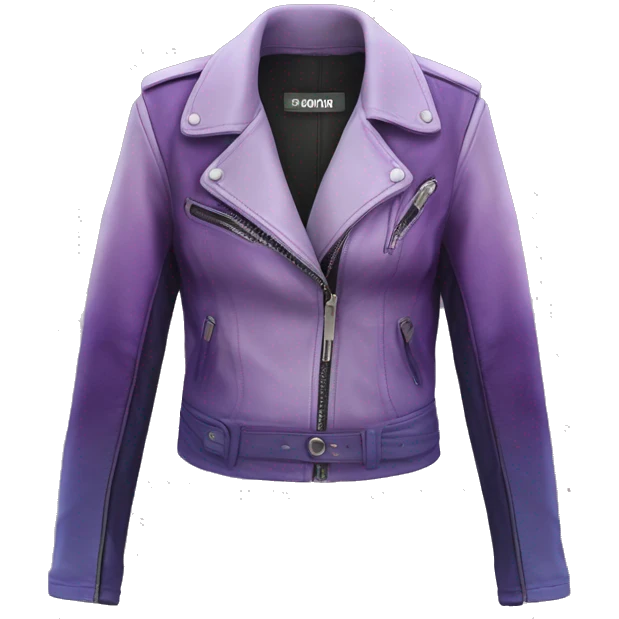 Realistic isolated side view of a pastel purple to dark purple ombre open leather fashion jacket. emoji