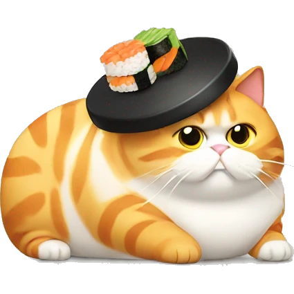 fat cat wearing sushi as a hat emoji