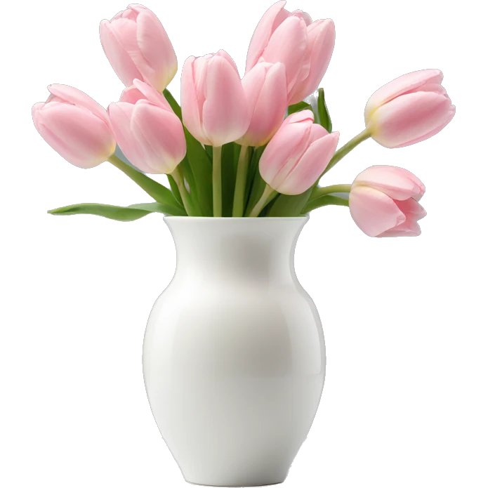 Light pink tulips in white vase emoji