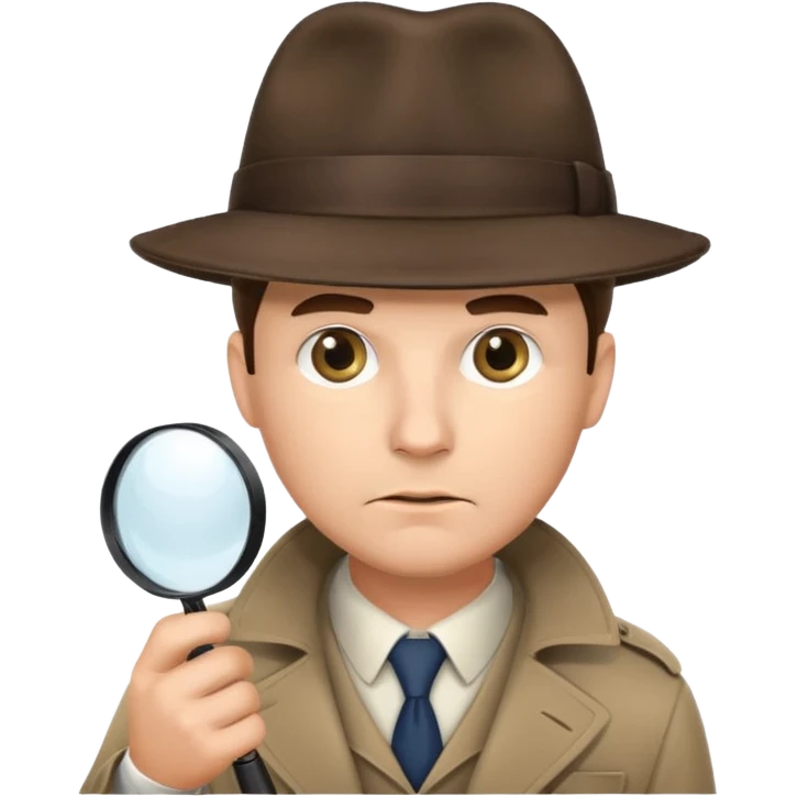 a detective man with hat and holding magnifying glass emoji