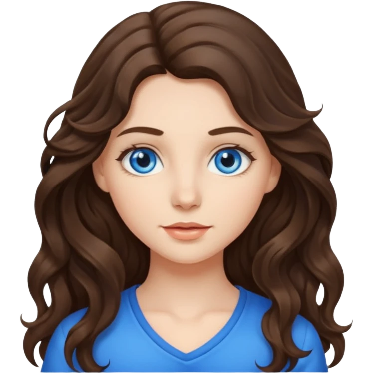 brunette girl with long wavy hair and fair skin  emoji