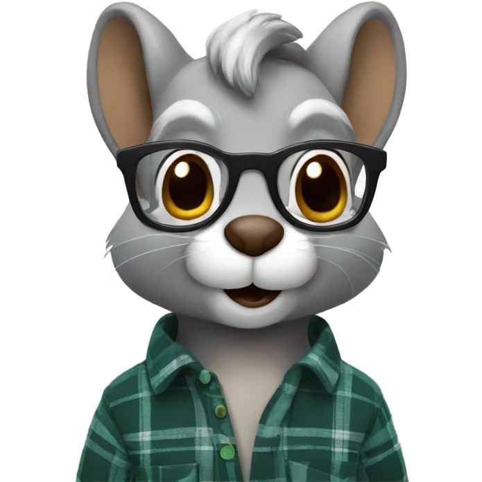 Squirrel with glasses and flannel shirt grey hair emoji