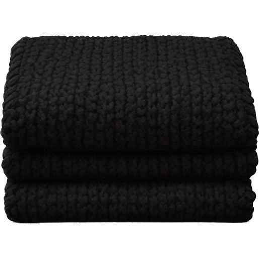 Black knitted blanket in color black emoji
