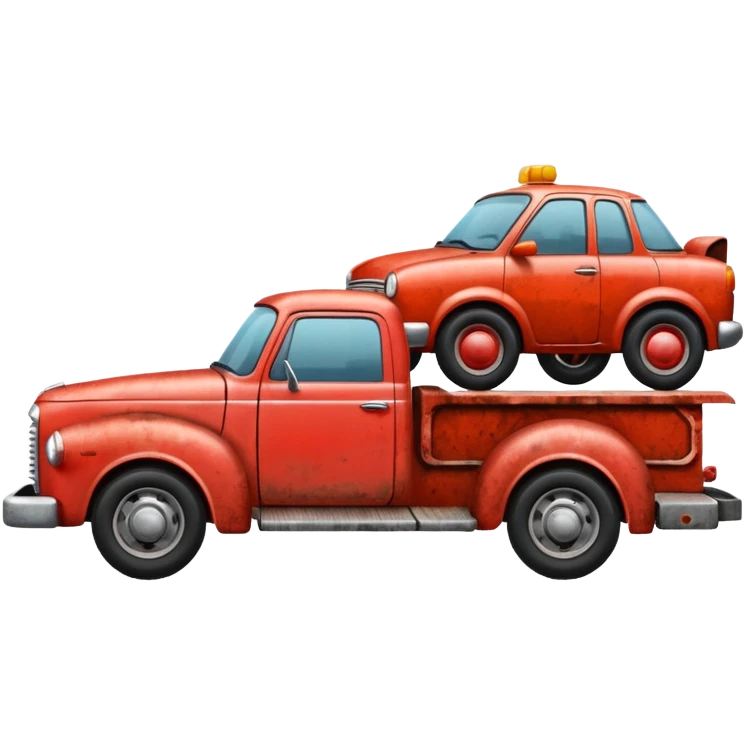 A car towed by a towing truck  emoji
