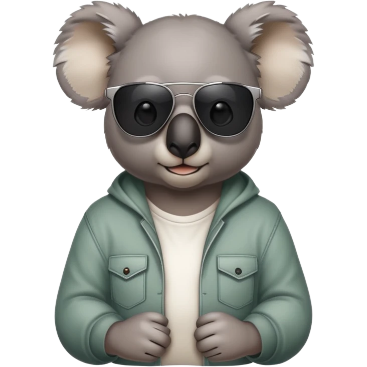 anthropomorphised koala in casual clothing, wearing dark sunglasses, fierce pose emoji