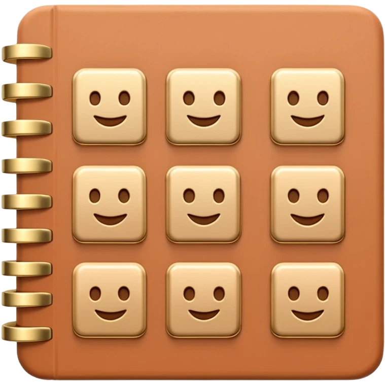 modern elegant planner with checkmarks emoji, 3D style, soft terracotta, beige or pink and gold, clean design emoji