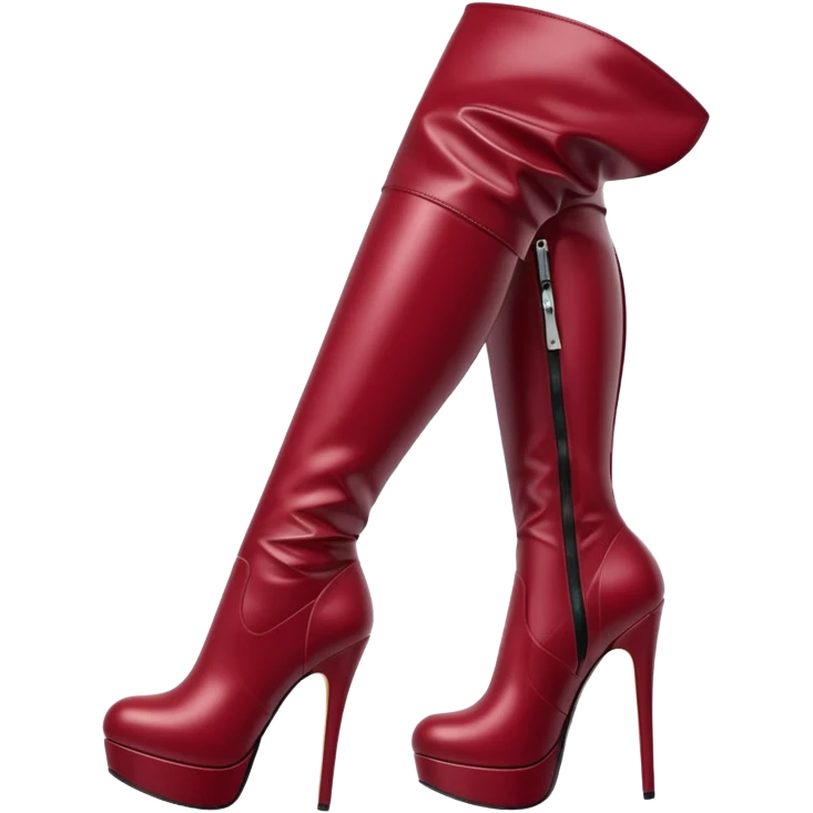 burgundy red latex knee high heel boots emoji