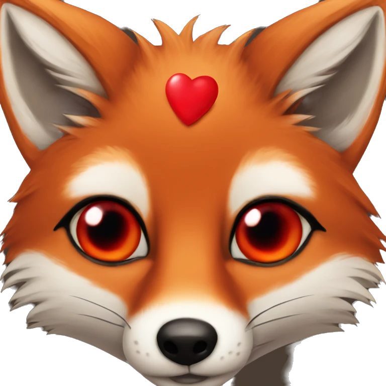 deep lush red fox face with tiny red heart in eyes emoji