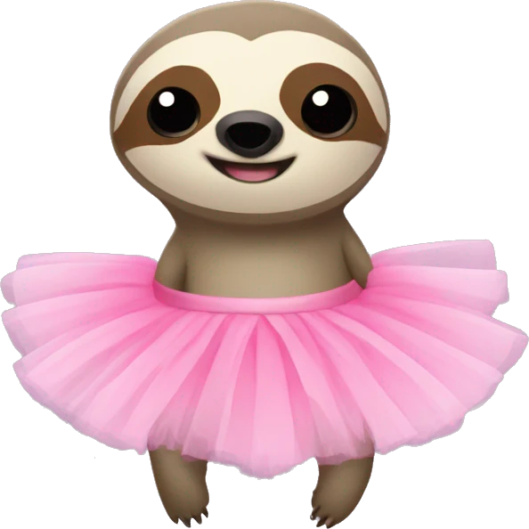Sloth wearing a tutu and a pink bow emoji