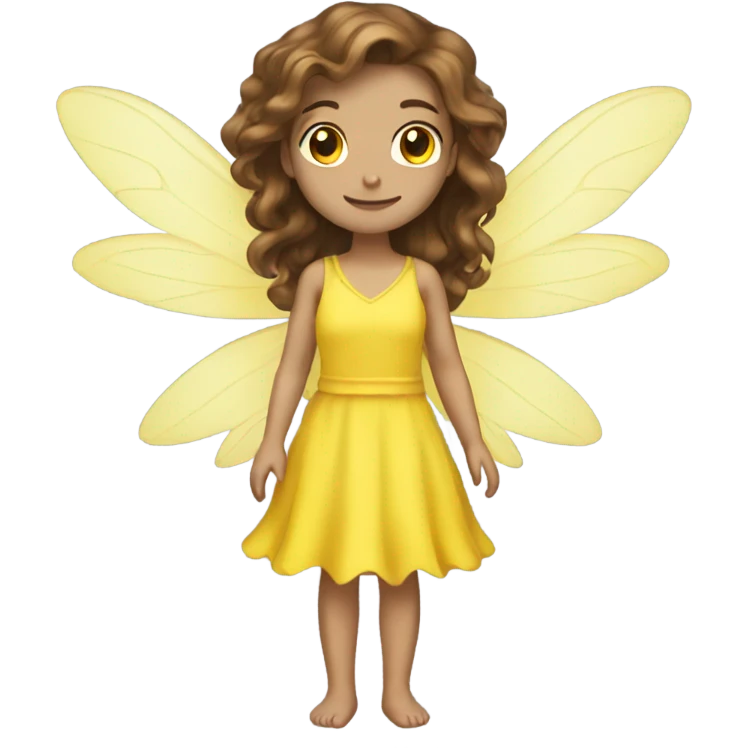 Yellow dress Caucasian brown haired fairy  emoji