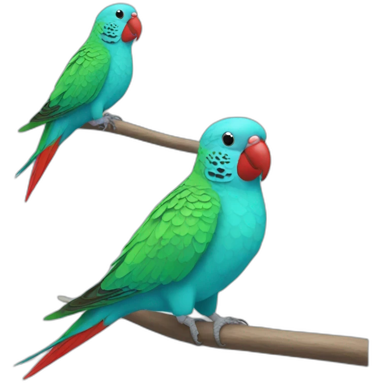 turqouise parakeet with red beek head emoji