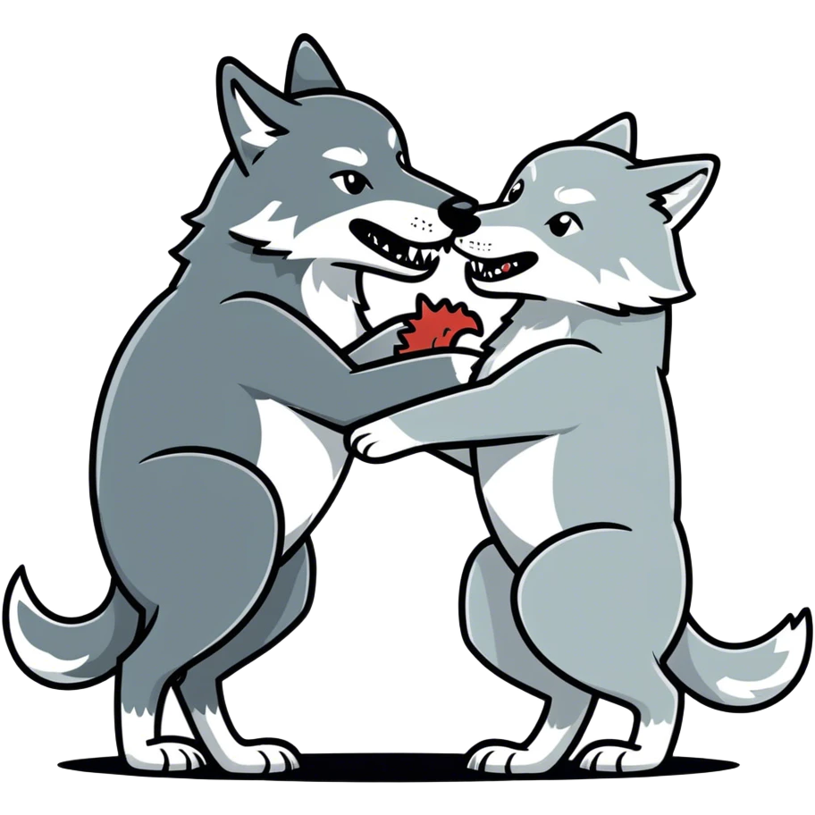 Wolf eating wolf emoji