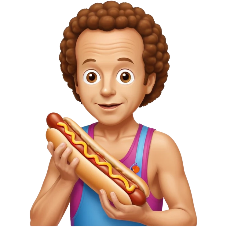 Richard Simmons with hotdog emoji