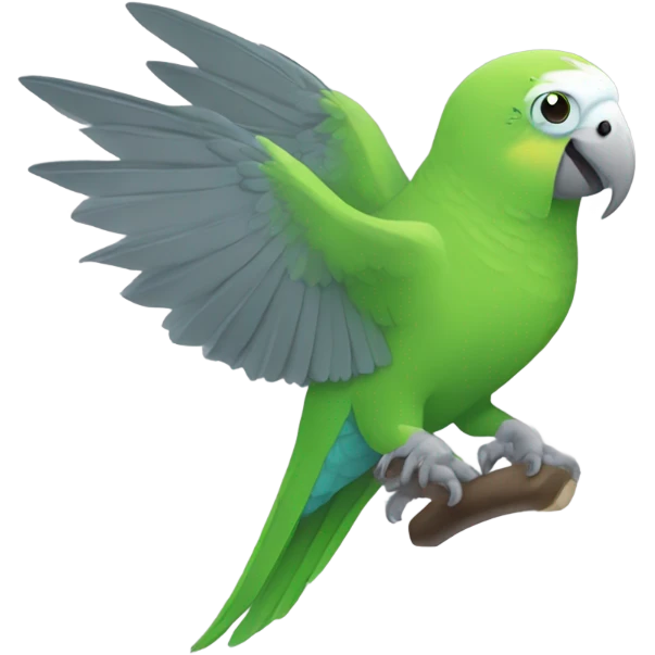 Green parakeet attacking gray cat emoji