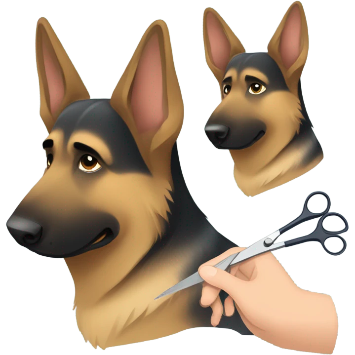 German Shepard cutting hair emoji