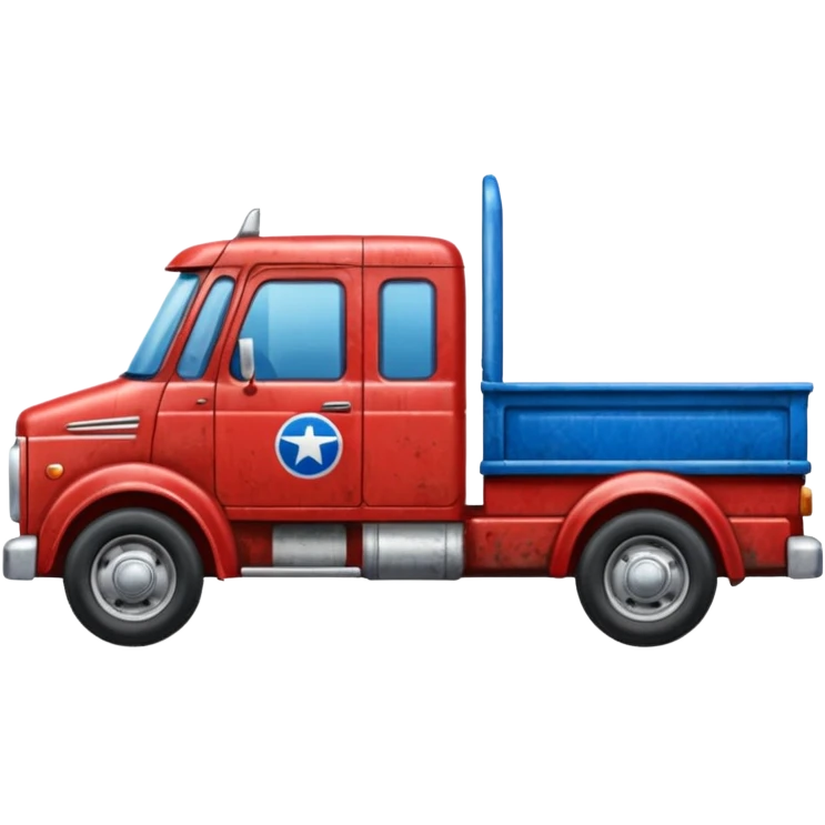 A red truck with a blue and white "TIR" plate emoji