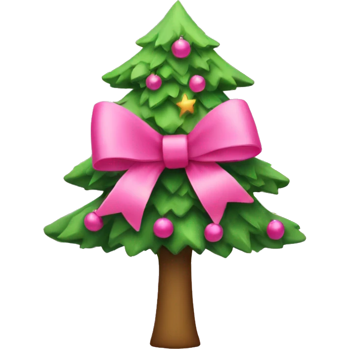 pink bow Christmas tree emoji