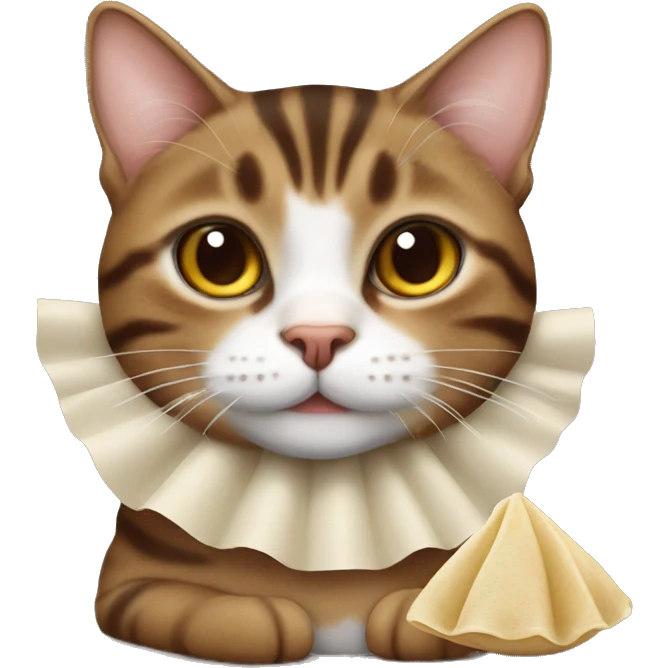 Brown tabby cat with dumpling emoji