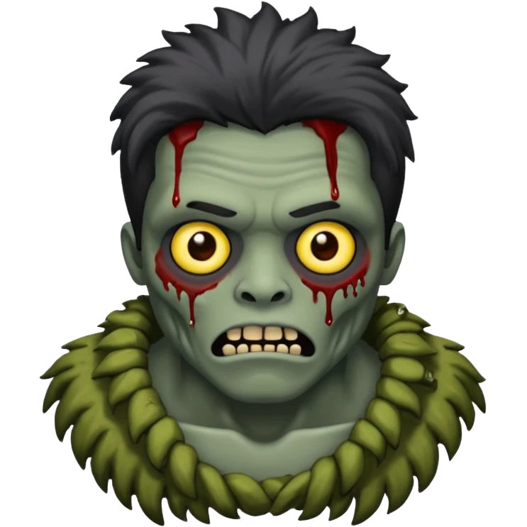 Zumbi com cabelo preto de tamanho médio e roupa preta (Masculino) emoji