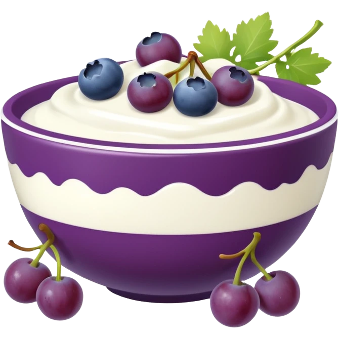 yoghurt bowl with grapes and blueberries emoji