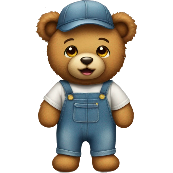 cute teddy bear with overalls emoji
