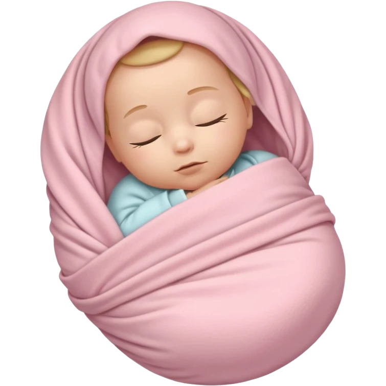 One fully swaddled sleeping baby wrapped in a light pink blanket emoji