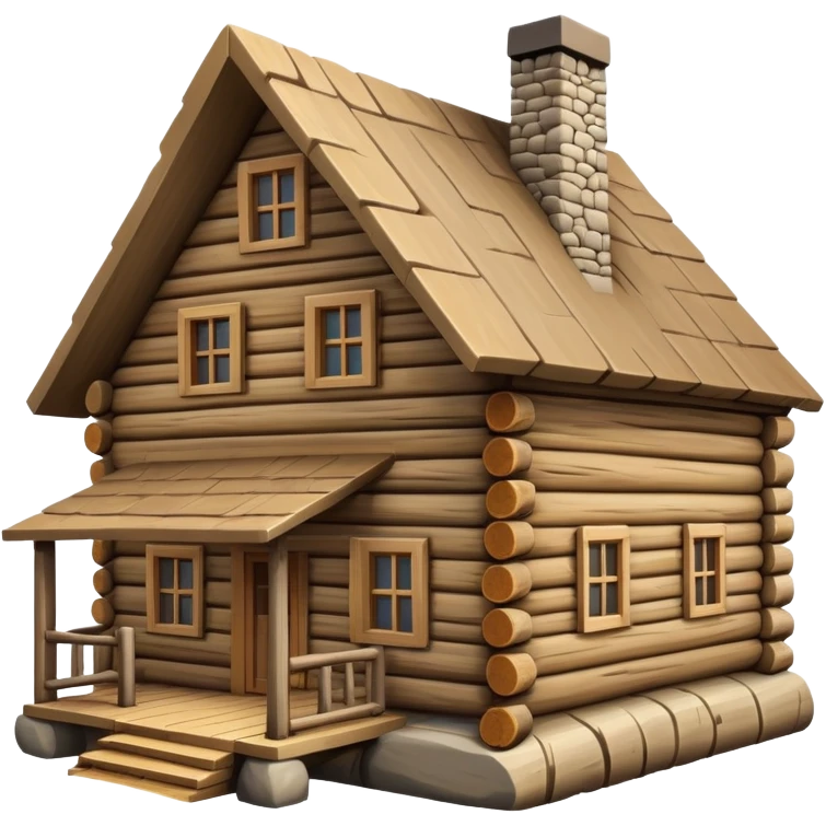 simple log house angled view emoji