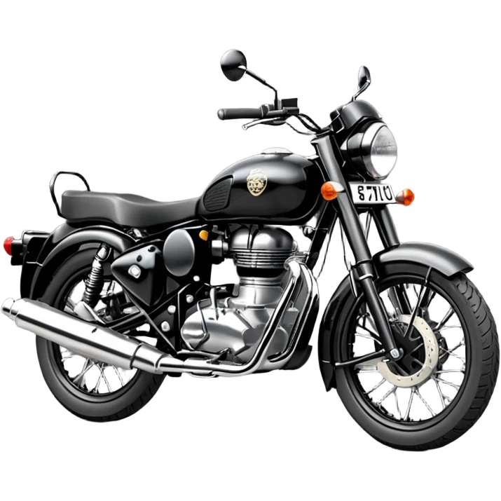 Royal Enfield classic reborn stealth Balck with number plate TN78F4252 full black no emoji