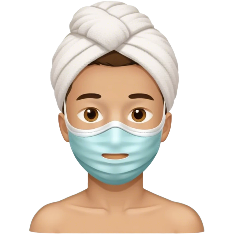 Boy with mask spa beauty full face relaxing emoji