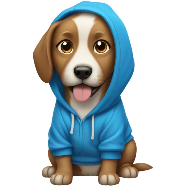 Dog wearing a blue hoodie emoji