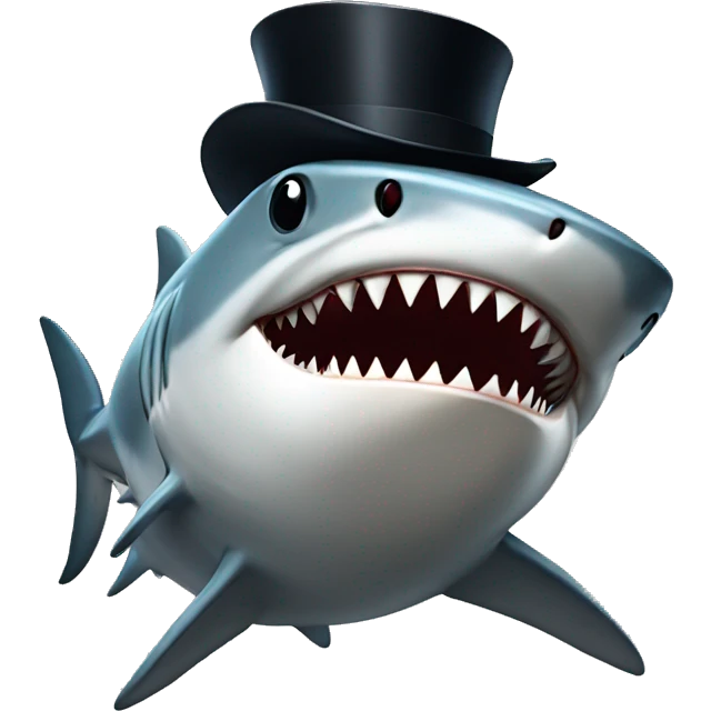 Shark with a top hat emoji