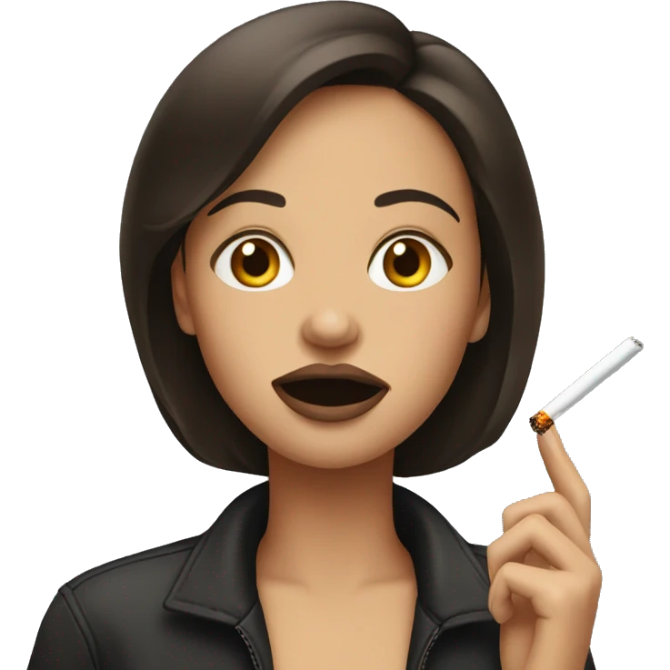a brunette girl with a cigarette in her mouth emoji
